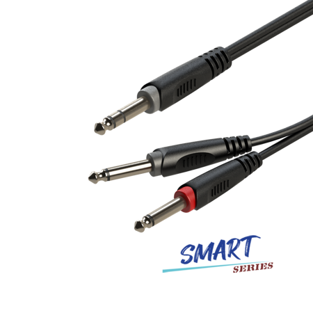 High performance audio connection cable 1 x 6.3mm stereo Jack plug - 2 x 6.3mm mono Jack plug Roxtone SAYC100L1