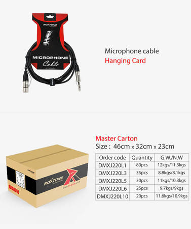 Microphone cable XLR 3-pole male - 6.3mm mono Jack plug Roxtone DMXJ250L5