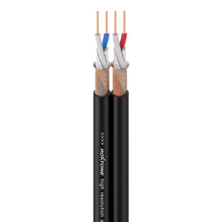 Flat audio cable 26AWG - 2 x 2 x 0.14mm² Roxtone AC020-100m-BK 
