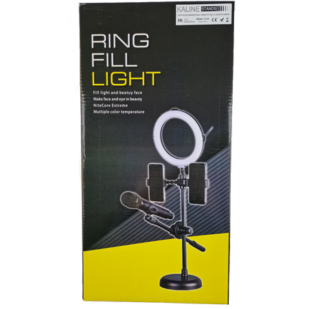 Lampa pierścieniowa LED ze statywem, uchwytami do telefonu i mikrofonu KA-LINE R-123